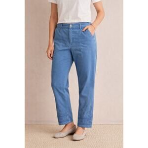 Coldwater Creek Women’s Blue Embroidered Pants Sz 6 Stretch Elastic Waist Casual